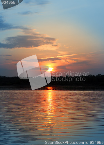 Image of river landscape with sunset