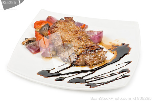 Image of beef steak with vegetable