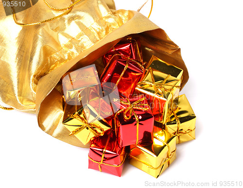 Image of Golden bag with gift boxes