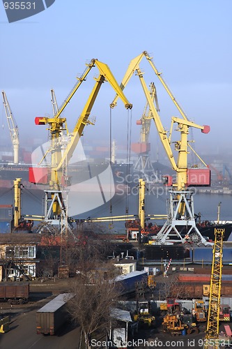 Image of Cranes in harbor