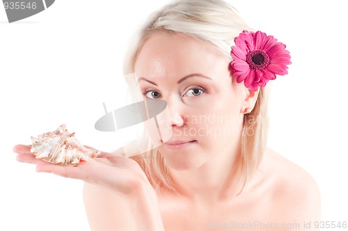 Image of Beautiful woman with shell