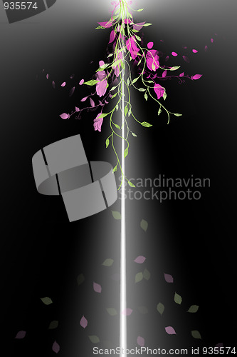 Image of abstract background of flowers and leaves