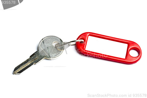 Image of Blank tag and a key isolated on white 