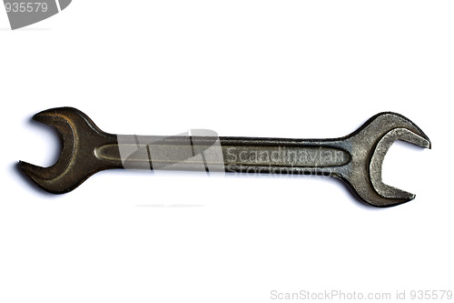 Image of old wrench isolated on white 