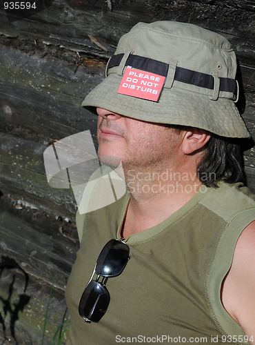 Image of Unshaven Caucasian Man During Rest