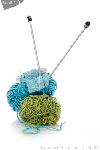 Image of Blue and green  knitting wool