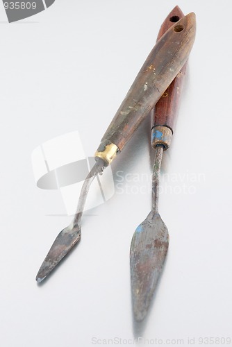 Image of Two used painter spatullas