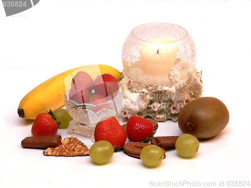 Image of Fruit with candle   