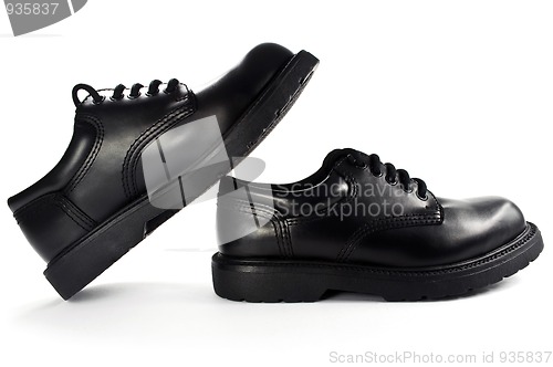 Image of Black men's leather shoes.