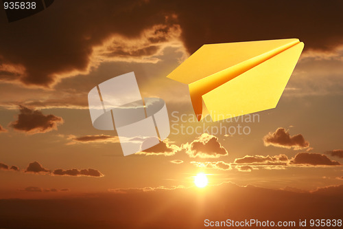 Image of Yellow paper plane