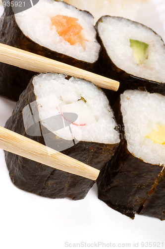 Image of Sushi and chopsticks