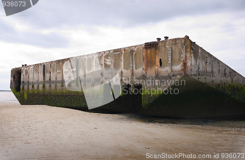 Image of remains of artificial Mulberry Harbour at Arromanches, France