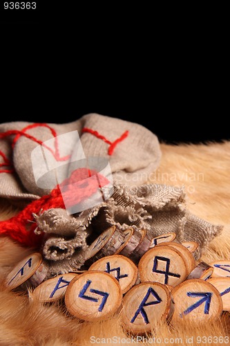 Image of Runes and pouch with copy space