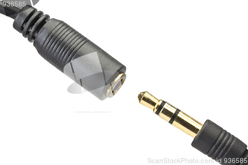 Image of 3-pin connector with socket isolated on white