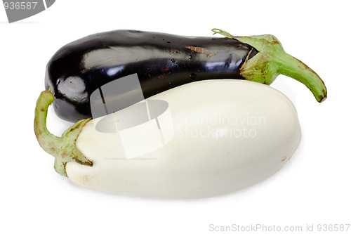 Image of Black and white eggplants isolated on white