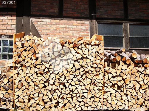 Image of firewood outside the house in the village