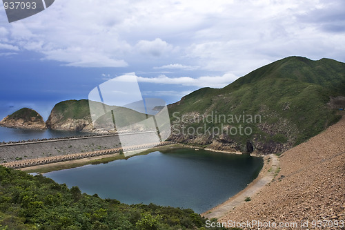 Image of Mountain landscape with view of blue sky 