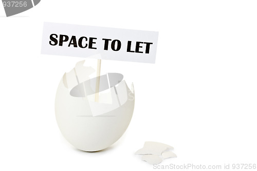 Image of Empty eggshell as concept of estate rent