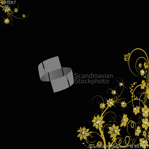 Image of golden floral background on black
