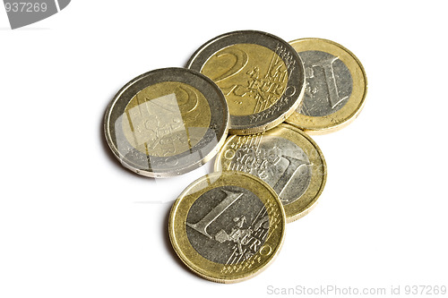 Image of euro coins isolated on white 