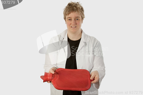 Image of Lady doctor with hot water bottle