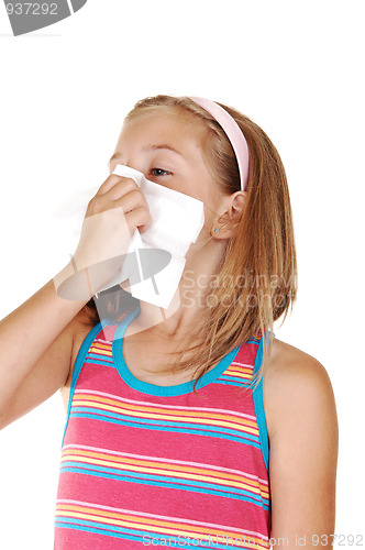 Image of Young girl sneezing.