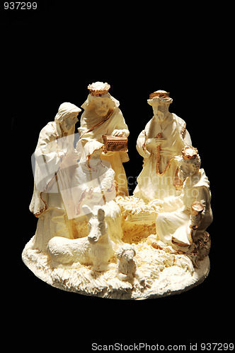 Image of A small porcelain nativity.