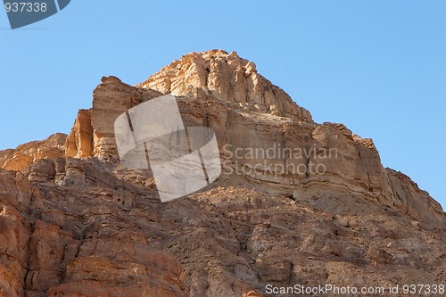 Image of Orange sandstone mountain in the desert 