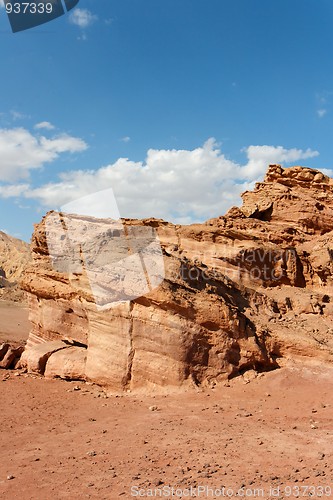 Image of Scenic weathered orange rock in stone desert