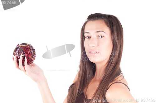 Image of Brunette with christmas decoration