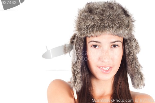 Image of Woman in fur hat