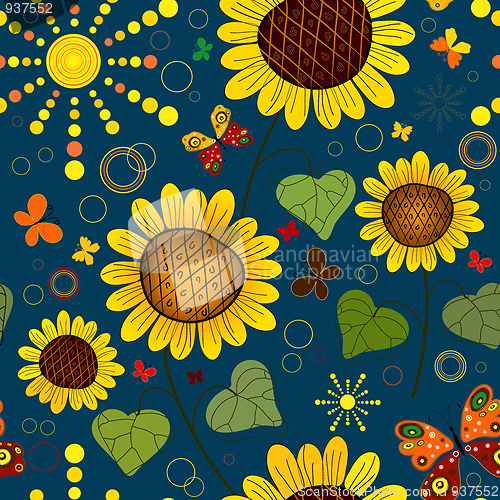 Image of Seamless floral dark blue summer pattern