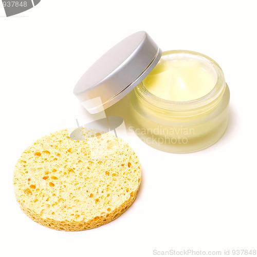 Image of Face cream and sponge