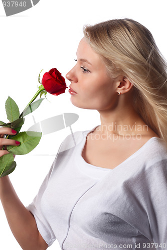 Image of Blonde with rose.