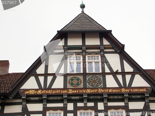 Image of The inscription on the facade of the house
