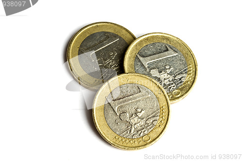 Image of euro coins isolated on white