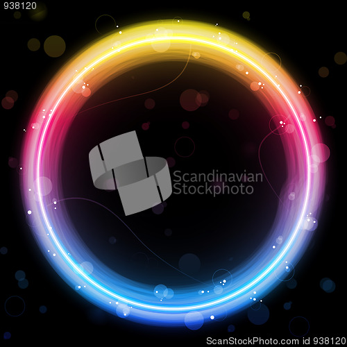 Image of Rainbow Circle Border with Sparkles and Swirls.