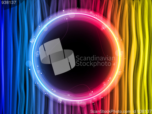 Image of Abstract Rainbow Lines Background with Black Circle