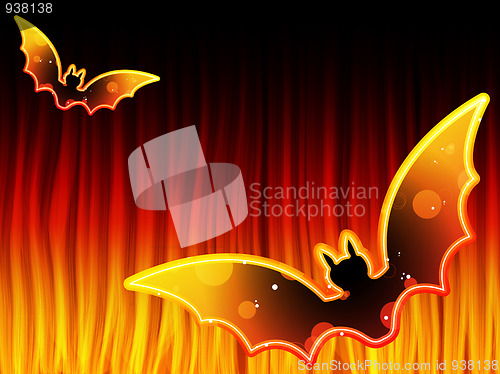 Image of Halloween Background with Bats and Flames