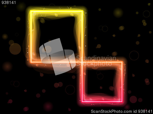 Image of Red Square Border with Sparkles and Swirls.