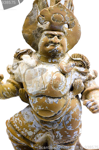 Image of Ancient porcelain figure of a chinese god isolated on white with