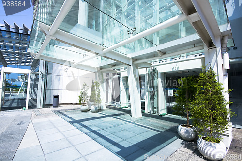 Image of entrance of modern office building