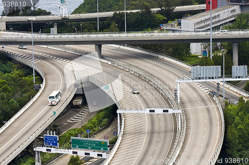 Image of Aerial view of complex highway interchange in HongKong