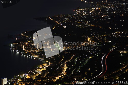 Image of Night panorama Montreux, Vevey and swiss riviera