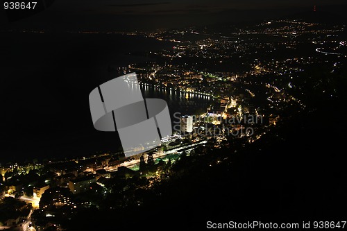 Image of Night panorama Montreux, Vevey and swiss riviera