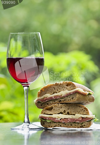 Image of Wine and sandwich