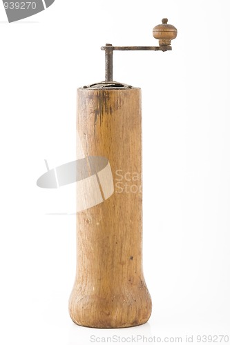 Image of vintage brown grinder, wooden made