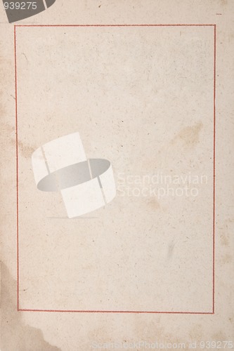 Image of  ancient paper with age marks and red frame