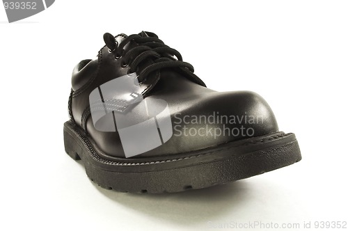 Image of Black men's leather shoe.