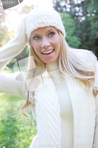 Image of Beautiful autumn woman